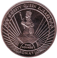 Монета 2 фунта. 2013 год, Южная Георгия и Южные Сандвичевы острова. Коронация Елизаветы II. Монета 2 фунта. 2013 год, Южная Георгия и Южные Сандвичевы острова. Коронация Елизаветы II.