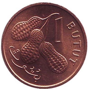 Монета 1 бутут. 1974 год, Гамбия. Арахис. ФАО.