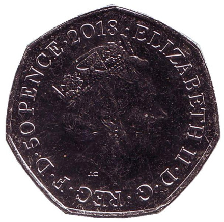 Монета 50 пенсов. 2018 год, Великобритания. 150 лет со дня рождения Беатрис Поттер. Глостерский портной. Монета 50 пенсов. 2018 год, Великобритания. 150 лет со дня рождения Беатрис Поттер. Глостерский портной.