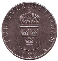 Монета 1 крона. 1997 год, Швеция. Монета 1 крона. 1997 год, Швеция.