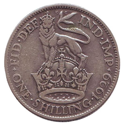 Монета 1 шиллинг. 1929 год, Великобритания.