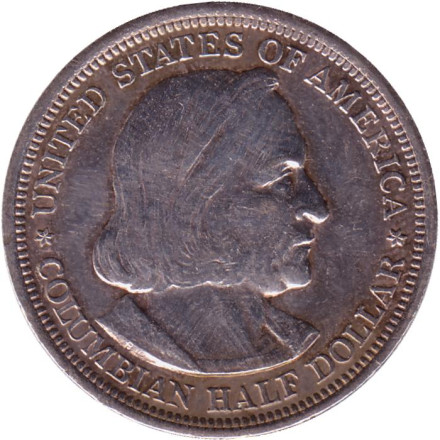 Монета 50 центов. 1893 год, США. Колумбийская выставка. Монета 50 центов. 1893 год, США. Колумбийская выставка.