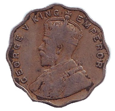 Монета 1 анна. 1912 год, Индия Британская.