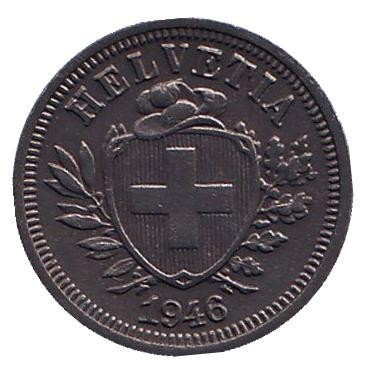 Монета 1 раппен. 1946 год, Швейцария. aUNC. Монета 1 раппен. 1946 год, Швейцария. aUNC.