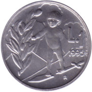 Монета 1 лира. 1995 год, Сан-Марино. Разоружение. Монета 1 лира. 1995 год, Сан-Марино. Разоружение.