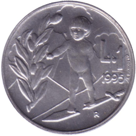 Монета 1 лира. 1995 год, Сан-Марино. Разоружение.