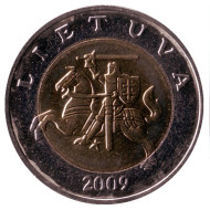 Монета 5 литов, 2009 год, Литва. Рыцарь. Монета 5 литов, 2009 год, Литва. Рыцарь.