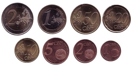 Набор монет евро (8 шт). 2017 год, Испания.