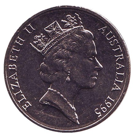 Монета 20 центов. 1995 год, Австралия. 50 лет ООН.