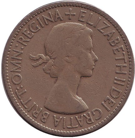 Монета 1/2 кроны. 1953 год, Великобритания. Монета 1/2 кроны. 1953 год, Великобритания.