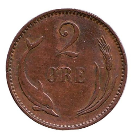 Монета 2 эре. 1906 год, Дания.
