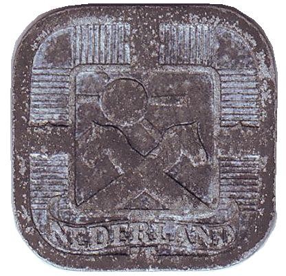 Монета 5 центов. 1942 год, Нидерланды. Состояние - F.