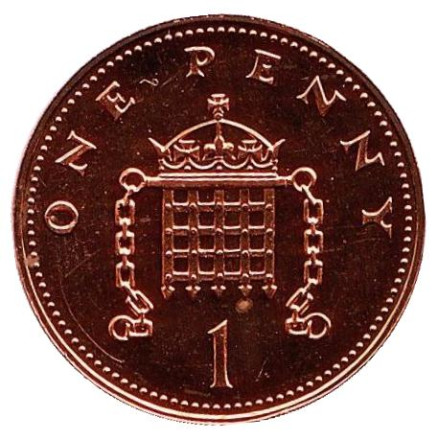 Монета 1 пенни. 1985 год, Великобритания. BU.