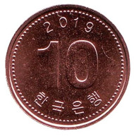 Монета 10 вон. 2019 год, Южная Корея. UNC. Монета 10 вон. 2019 год, Южная Корея. UNC.