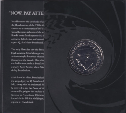 Монета 5 фунтов. 2023 год, Великобритания. Джеймс Бонд, агент 007. Little Nellie. В буклете.