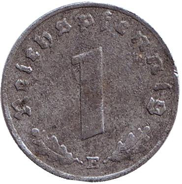 Монета 1 рейхспфенниг. 1940 год (E), Третий Рейх (Германия).