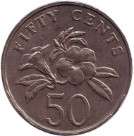 Монета 50 центов. 1989 год. Сингапур. Алламанда. Монета 50 центов. 1989 год. Сингапур. Алламанда.