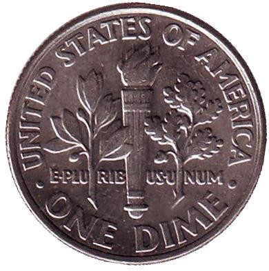 Монета 10 центов. 2008 (D) год, США. Рузвельт.