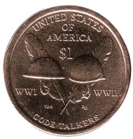 Монета 1 доллар, 2016 год (D), США. Сакагавея (Радисты-шифровальщики Первой и Второй мировых войн). Монета 1 доллар, 2016 год (D), США. Сакагавея (Радисты-шифровальщики Первой и Второй мировых войн).