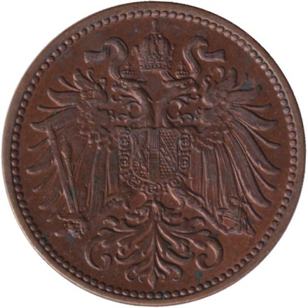 Монета 2 геллера. 1908 год, Австро-Венгерская империя. Австрийский тип. Монета 2 геллера. 1908 год, Австро-Венгерская империя. Австрийский тип.