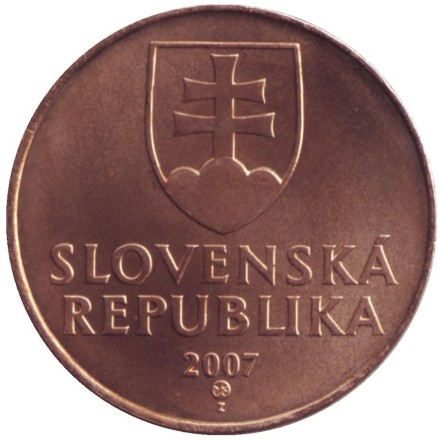 Монета 1 крона. 2007 год, Словакия. Мадонна с младенцем.