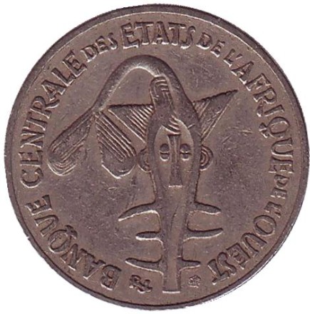 Монета 50 франков. 1984 год, Западные Африканские штаты. Монета 50 франков. 1984 год, Западные Африканские штаты.