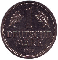Монета 1 марка. 1998 год (D), ФРГ. Монета 1 марка. 1998 год (D), ФРГ.