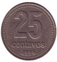 Монета 25 сентаво. 1996 год, Аргентина. Ратуша Буэнос-Айреса. Монета 25 сентаво. 1996 год, Аргентина. Ратуша Буэнос-Айреса.