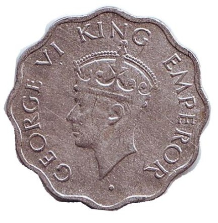 Монета 1 анна. 1946 год, Индия Британская. ("•" - Бомбей).