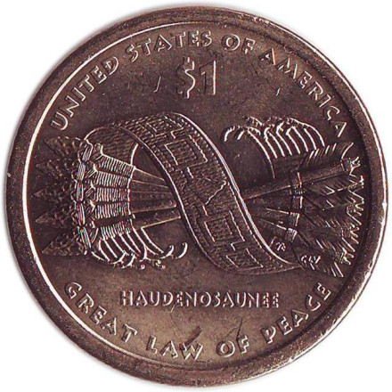 Сакагавея (Пояс Гайавата), серия "Коренные американцы". 1 доллар, 2010 год (P), США.