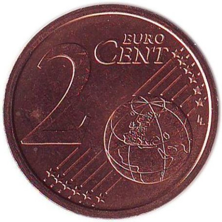 Монета 2 цента, 2010 год, Италия. Монета 2 цента, 2010 год, Италия.