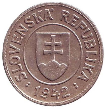 Монета 1 крона. 1942 год, Словакия. Монета 1 крона. 1942 год, Словакия.
