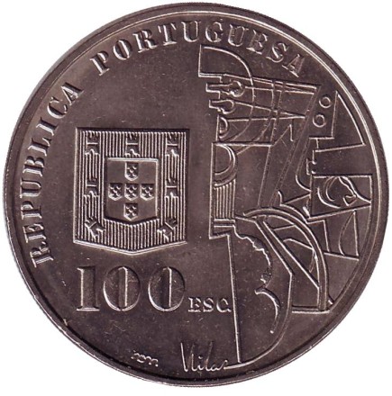 Монета 100 эскудо. 1987 год, Португалия. Амадеу ди Соза-Кардозу.