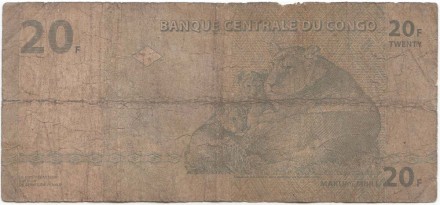 Банкнота 20 франков. 2003 год, Конго. Банкнота 20 франков. 2003 год, Конго.