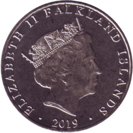 Монета 5 пенсов. 2019 год, Фолклендские острова. Чернобровый альбатрос.