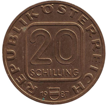 Монета 20 шиллингов. 1987 год, Австрия. 300 лет со дня рождения Зальцбургского Архиепископа графа Туна.