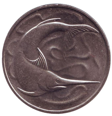Монета 20 центов. 1984 год. Сингапур. aUNC. Рыба-меч.