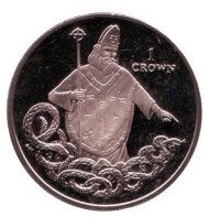 Монета 1 крона. 2013 год, Остров Мэн. Святой Патрик. Монета 1 крона. 2013 год, Остров Мэн. Святой Патрик.