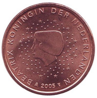 Монета 5 евроцентов. 2005 год, Нидерланды. Монета 5 евроцентов. 2005 год, Нидерланды.