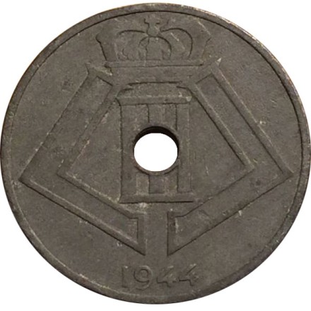Монета 25 сантимов. 1944 год, Бельгия.