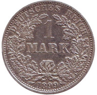 Монета 1 марка. 1899 год (А), Германская империя. Монета 1 марка. 1899 год (А), Германская империя.
