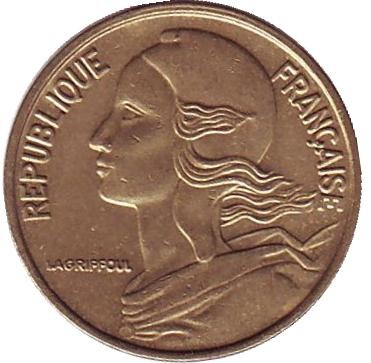 Монета 5 сантимов. 1966 год, Франция.