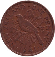 Монета 1 пенни, 1941 год, Новая Зеландия. Новозеландский туи. Монета 1 пенни, 1941 год, Новая Зеландия. Новозеландский туи.