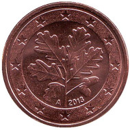 Монета 5 центов. 2013 год (А), Германия. Монета 5 центов. 2013 год (А), Германия.