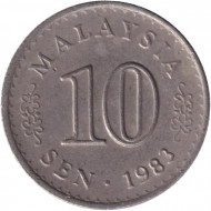 Монета 10 сен. 1983 год, Малайзия. Монета 10 сен. 1983 год, Малайзия.