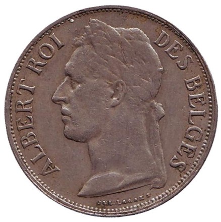 Монета 1 франк. 1927 год, Бельгийское Конго. (Des Belges)