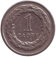 Монета 1 злотый. 1992 год, Польша. Монета 1 злотый. 1992 год, Польша.
