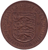 Монета 1/12 шиллинга. 1946 год, Джерси. Монета 1/12 шиллинга. 1946 год, Джерси.