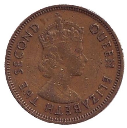 Монета 10 центов. 1963 год, Гонконг. (KN). Монета 10 центов. 1963 год, Гонконг. (KN).