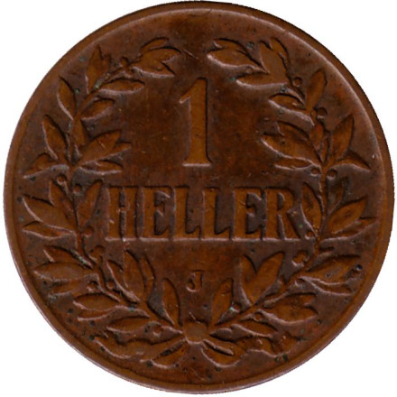 Монета 1 геллер. 1905 год (J), Германская Восточная Африка.